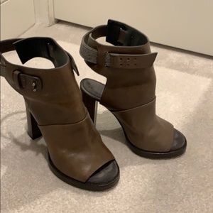 Brunelli cucinelli open toe ankle strap boots